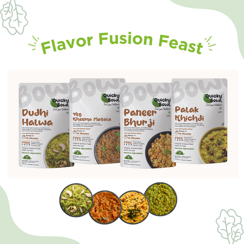 Ready to eat food combo - Khichdi, Curry & Sweet front side Ready to eat food combo - Khichdi, Curry & Sweet front side