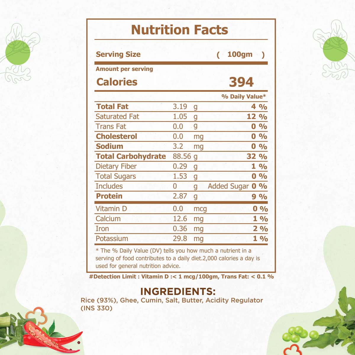 Jeera Rice Nutrition Facts Jeera Rice Nutrition Facts