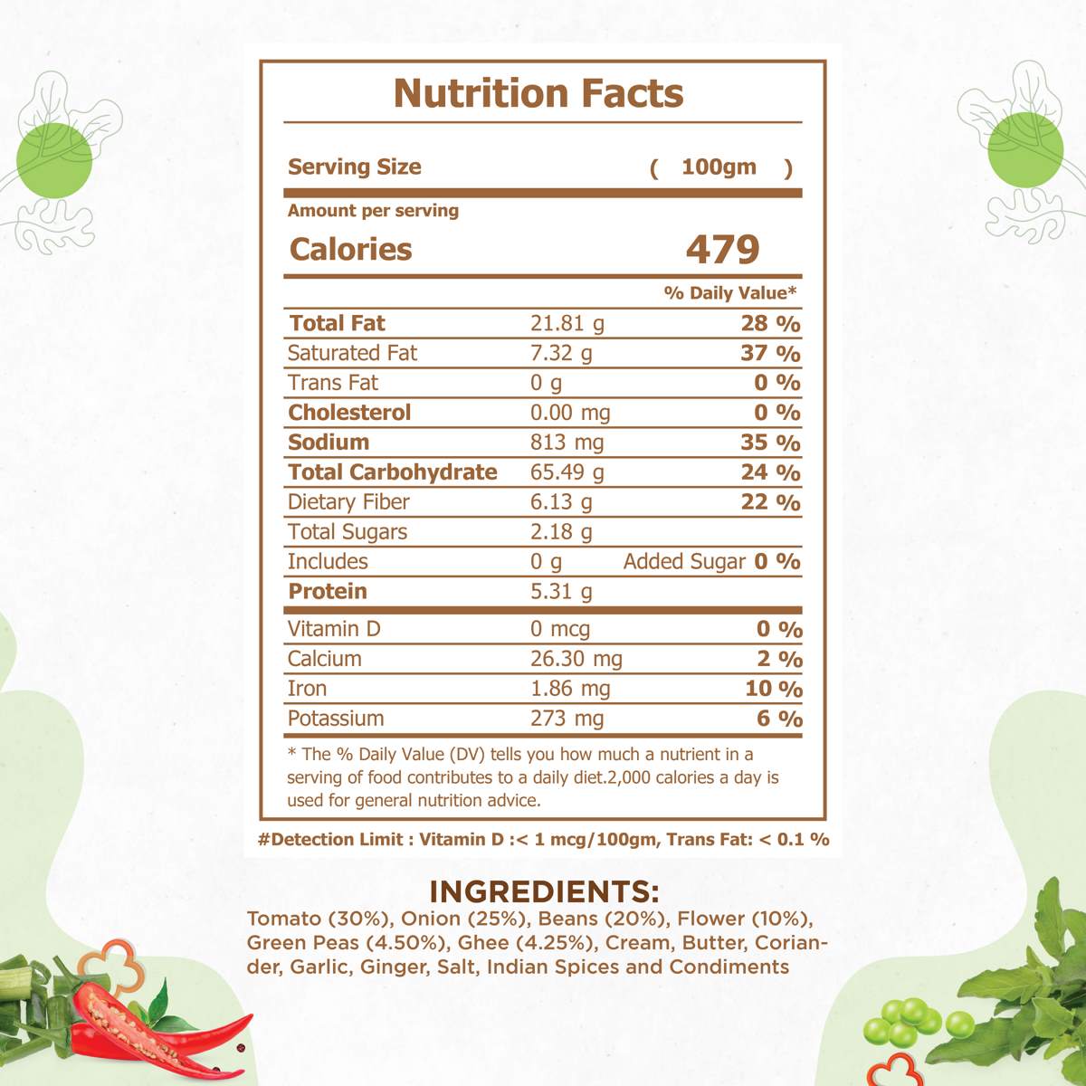 Veg Kolhapuri Nutrition Facts Veg Kolhapuri Nutrition Facts