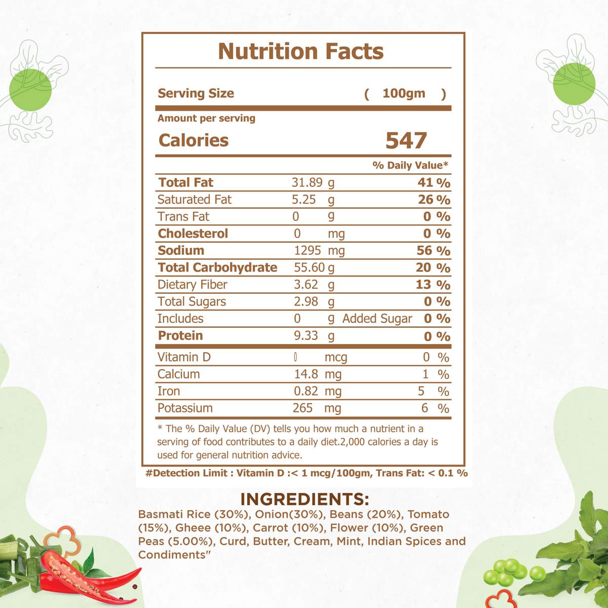 Veg Biryani Nutrition Facts Veg Biryani Nutrition Facts